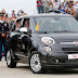 US visit: Pope Francis rides in a Fiat 500L car