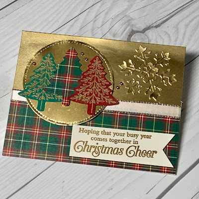 Gold Foil Christmas Card using Stampin' Up! Perfectly Plaid