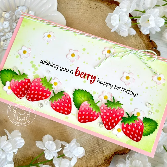 Sunny Studio Stamps: Strawberry Patch Die Focused Birthday Card by Leanne West (featuring Punny Fruit Greetings)