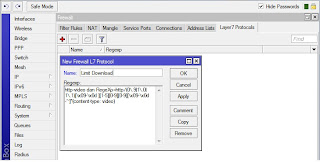 Cara Membatasi Bandwidth Download Client dengan Firewall layer7 Protocols Mikrotik