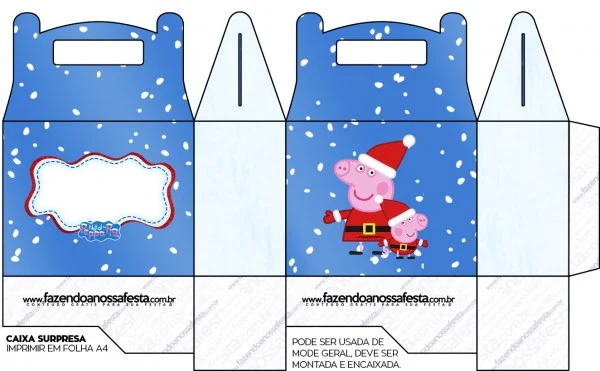 Peppa Pig in Christmas, Free Printable Lunch Box,