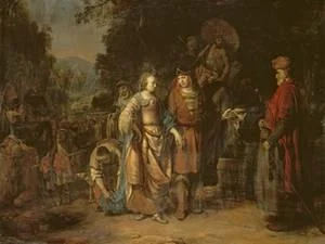 Isaac y Rebecca por el pozo de Lahai-Roi de Gebrandt van den Eeckhout