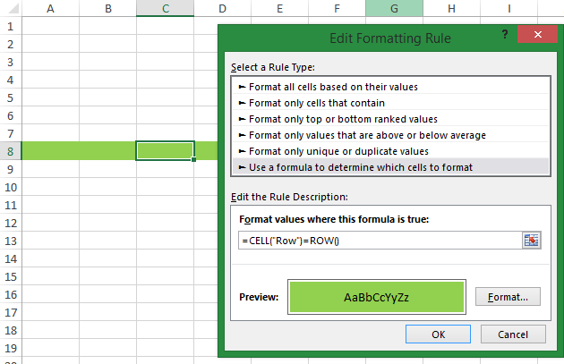 How To Highlight Whole Row Based On Active Cell Without Vba