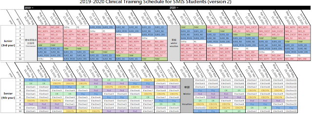 Clinical Rotation Schedule for Academic Year 2019 to 2020