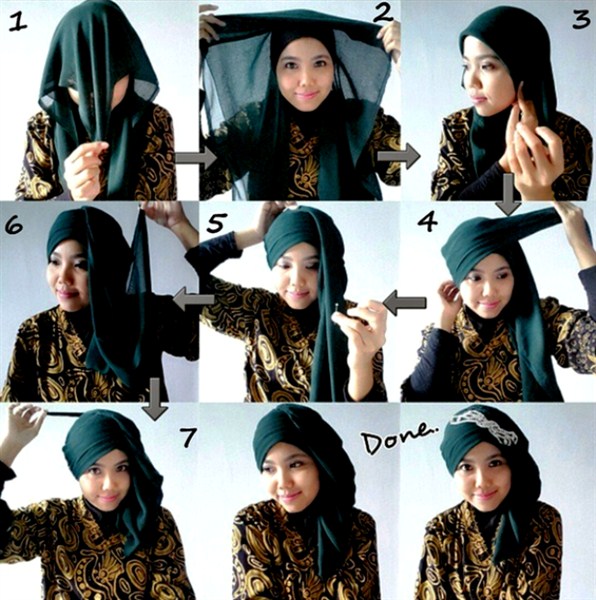 contoh tutorial hijab pashmina kebaya terbaru 2017/2018