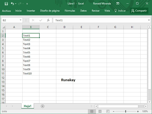 Cells with text in Excel