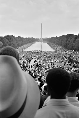 Crowds surrounding the Reflecting Pool during the 1963 March on Washington by Warren K. Leffler - Library of Congress Prints and Photographs Division. U.S. News & World Report Magazine Collection