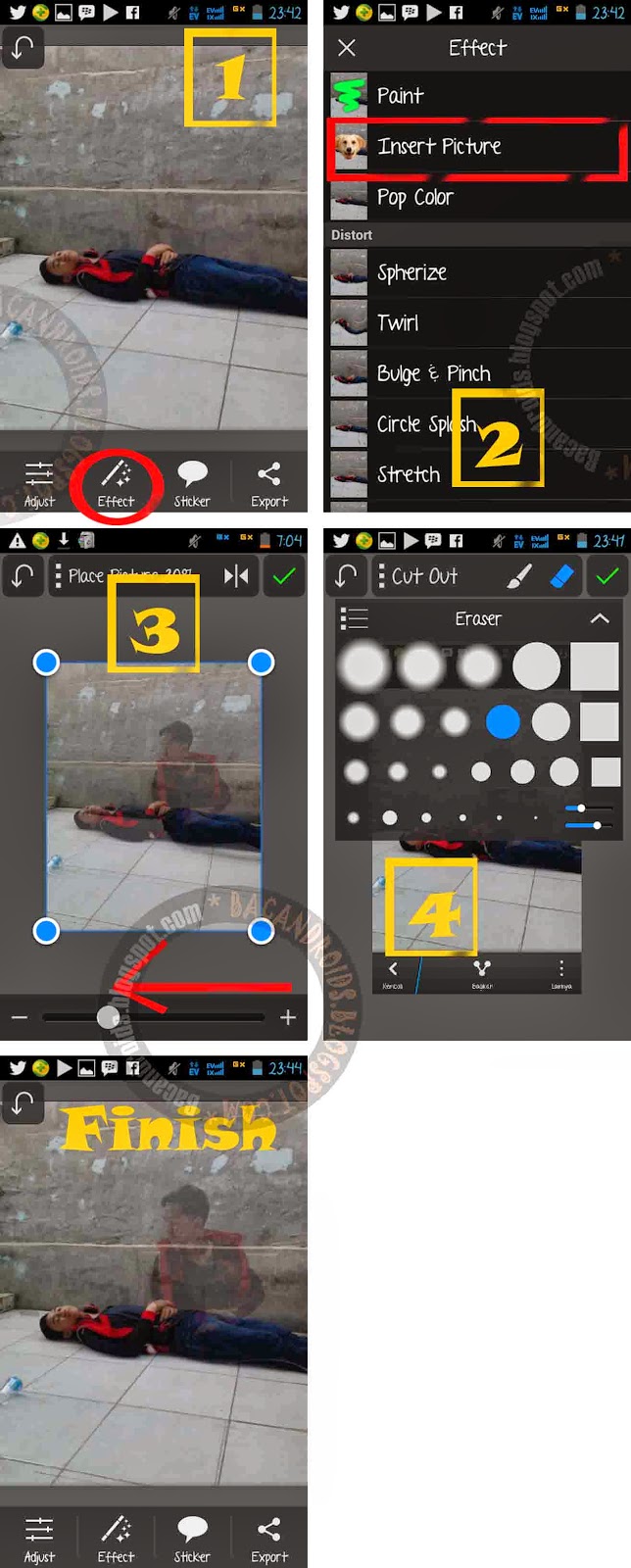 cara edit gambar/foto gambar tubuh keluar arwah bayangan menggunakan  Aplikasi Android picsay pro