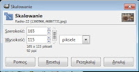 Skalowanie warstwy i obrazu w Gimpie - zrzut