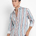 Men’s Multicolour Textured Barcode Striped Shirt