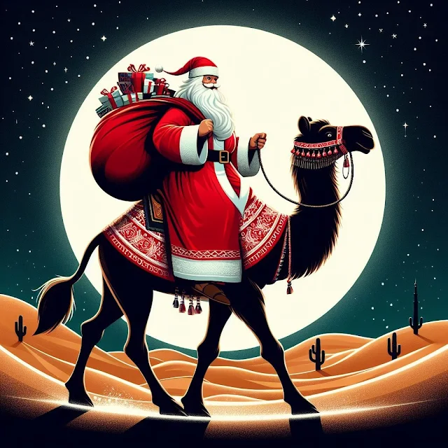 بابا نويل فى السعودية على جمل