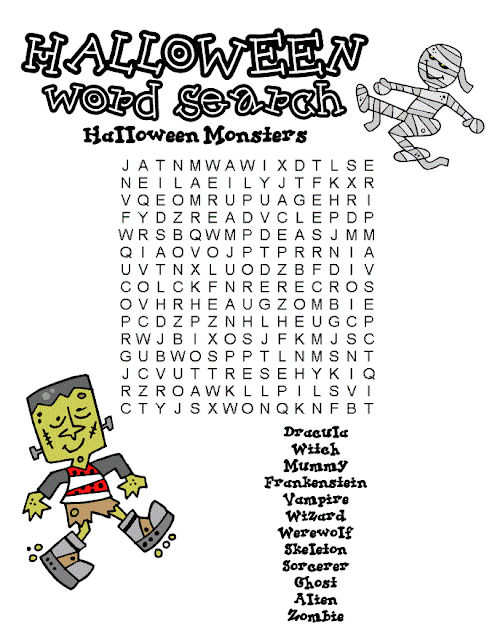 Kids love games so why not let them play Halloween word search on this holiday.  It is a very good activity with dozens of Halloween words to find.