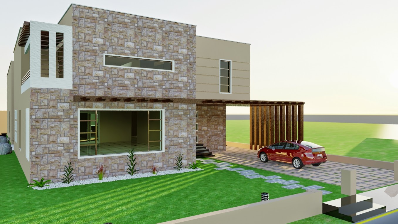 DHA KARACHI VII 3D FRONT ELEVATION SWIMMING  POOL  