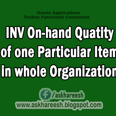 INV On-hand Quatity of one Particular Item in whole Organization,AskHareesh Blog for OracleApps