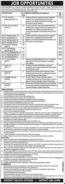 District Health Officer (Lower Dir) Jobs 2022 – KPK Health Department