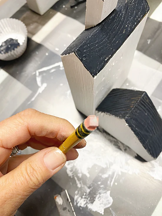 pencil eraser with square stamper cut into it