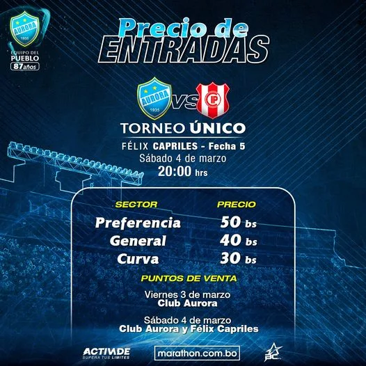 Venta de Entradas Aurora vs Independiente