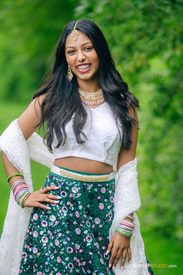 Indian Family Portrait Photography in Traditional Outfits by Ann Arbor Novi Family Portrait Photographer