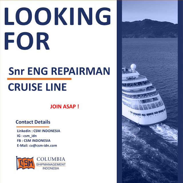 Looking For Senior Engineer Repairman Cruise Line December 2023