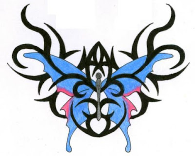 Cool Design Butterfly Tribal Tattoo Art Picture 