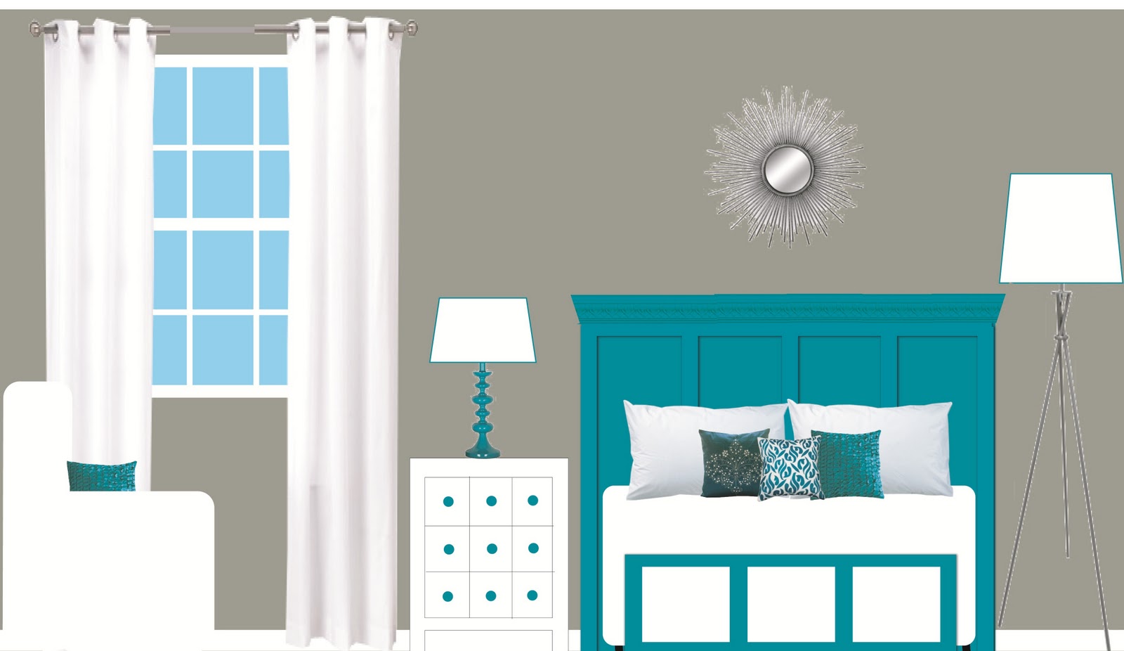 Guest Bedroom Teal and White