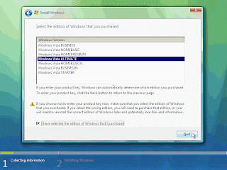 Windows Vista Installation - No Vista Product Key