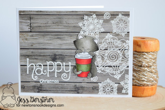 Christmas Coffee Card by Jess Gerstner featuring Newton's Nook Designs Newton Loves Coffee and Beautiful Blizzard