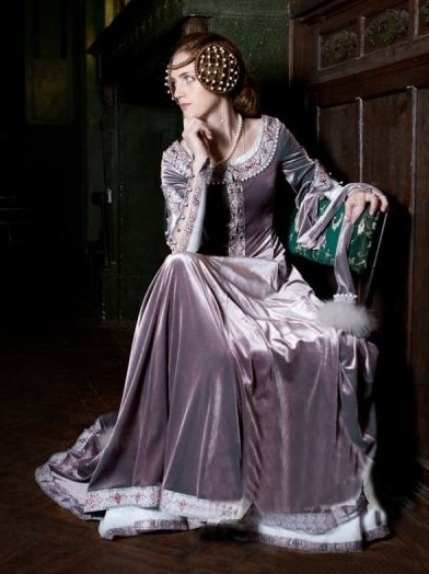 Exclusive Purple Embroidered Medieval Dress