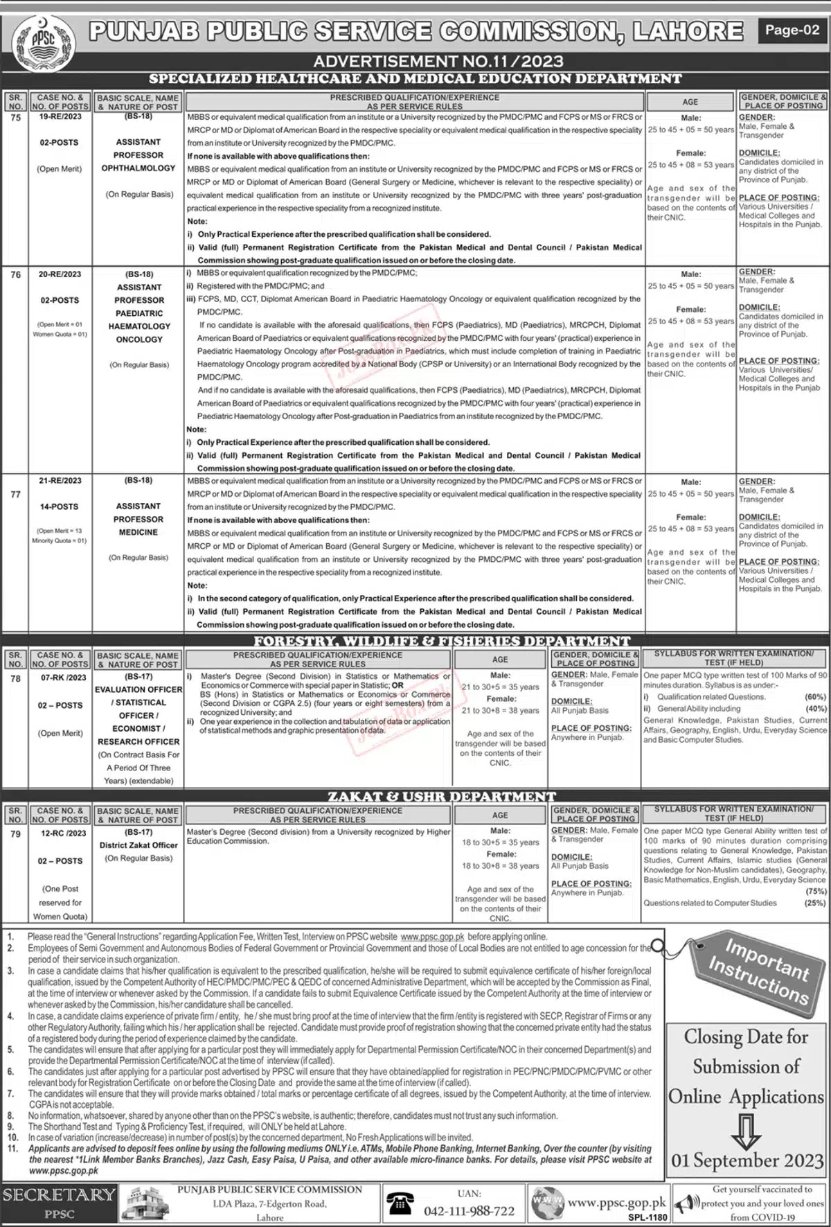 Punjab Public Service Commission PPSC Jobs 2023 Latest Advertisement