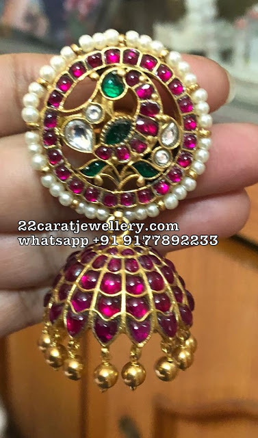 Silver Real Look Kundan jhumkas Pendants