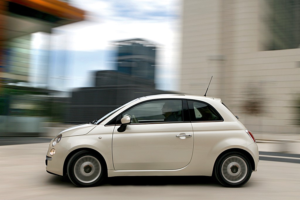 The 12 liter version of the Fiat 500 has a top speed of 160 kph or 99 mph