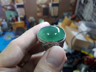 Batu Bacan Doko Super BC061 Giwang Body Kaca Ikatan Perak Kokoh