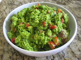 guacamole and chopped tomatoes