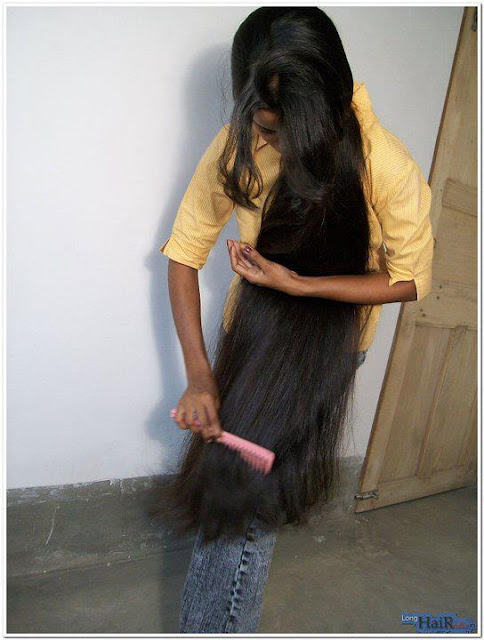 Ethnic long hair combing