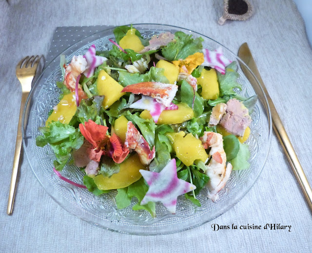 Salade folle au homard, foie gras et mangue - Dans la cuisine d'Hilary