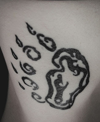 hip bone tattoo. Paw Hip Bone Tattoo by PopFuzz