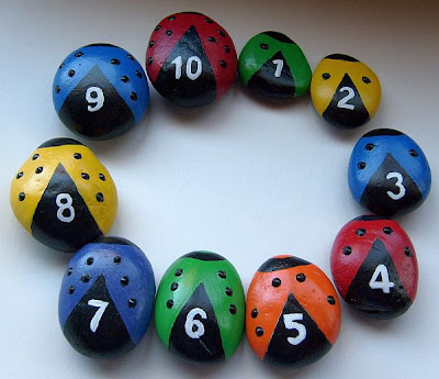 painted rocks, ladybugs, colors, numbers