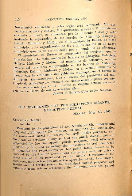 Executive Order No. 43 Creating the Municipality of Alitagtag
