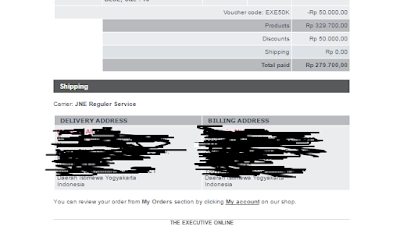 rincian pemesanan, penipuan theexecutive, online, kemeja the executive, theexecutive.co.id