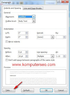 daftar isi word 2007