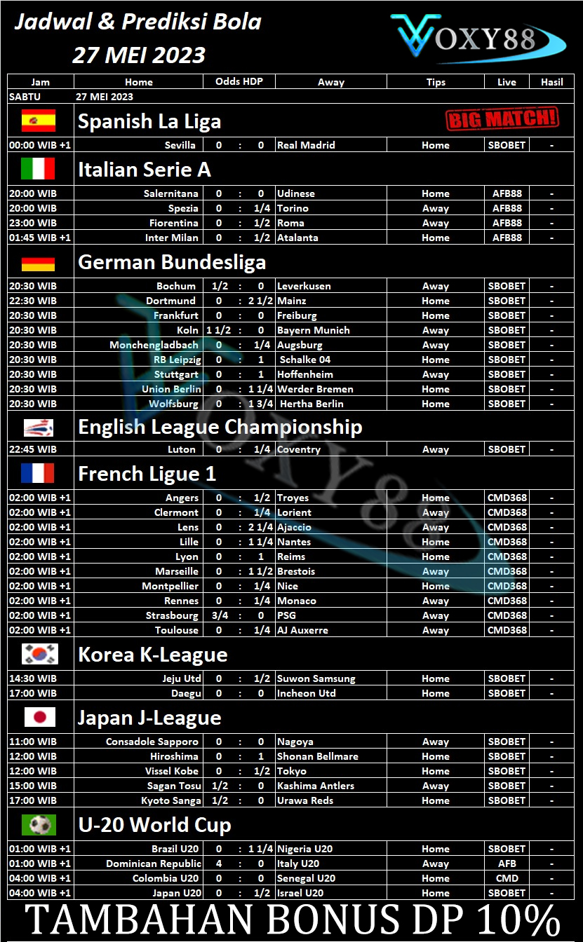 Jadwal bola hari ini