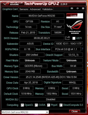 GPU-Z ASUS VivoBook A409FJ