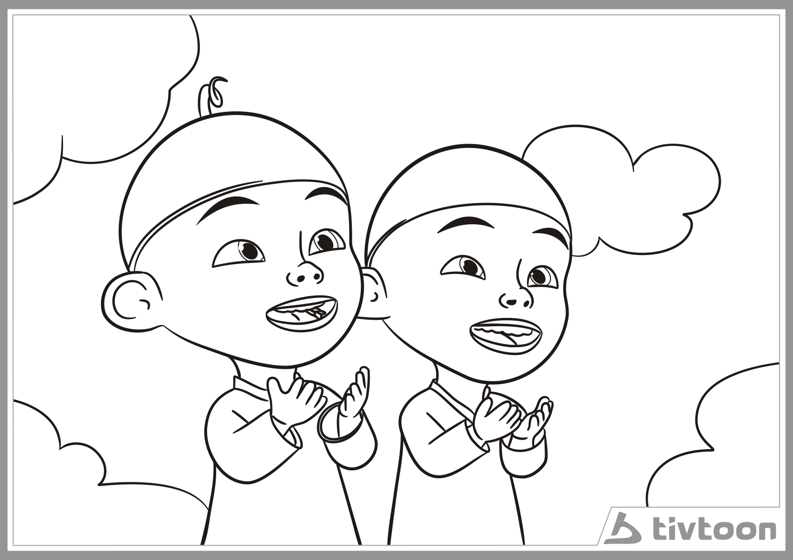 10 Mewarnai  Gambar  Upin  Ipin 