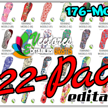 22-PACK DE DISEÑOS DE SANDALIAS  FEMENINAS EDITABLES (176-Modelos)