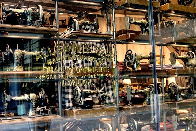 vintage and antique sewing machines - All Saints Co. window display