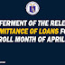 Deferment of the Release of Remittance on Loans for the Payroll Month of April 2020