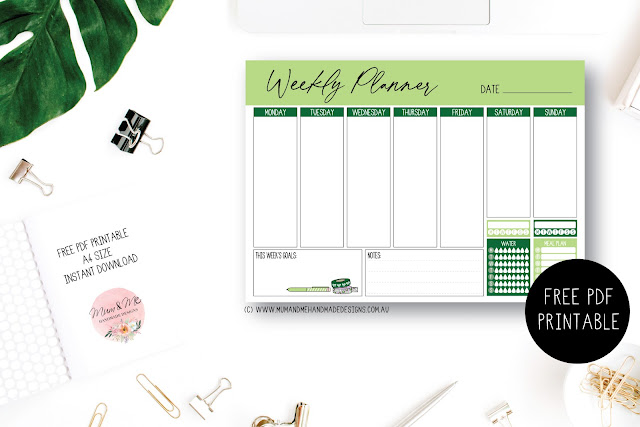 Free PDF A4 Weekly Planner Printable by Mum and Me Handmade Designs