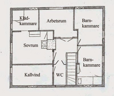 Planlösning övervåning, efter ombyggnad