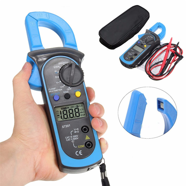 ST-201 Digital Clamp Multimeter OHM Amp Meter AC DC Current Voltage Resistance Tester