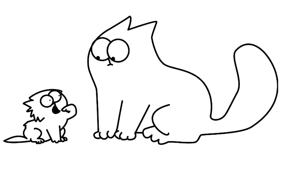 desenho de gatos para colorir fácil para crianças 2234280 Vetor no Vecteezy